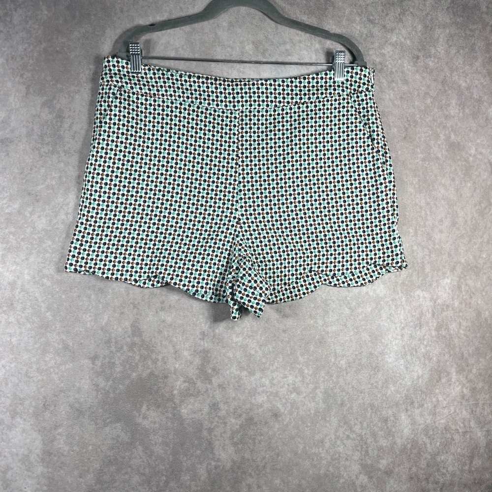 Anthropologie Shorts Womens Size 14 Green Dotted Tweed Chino High Rise Preppy